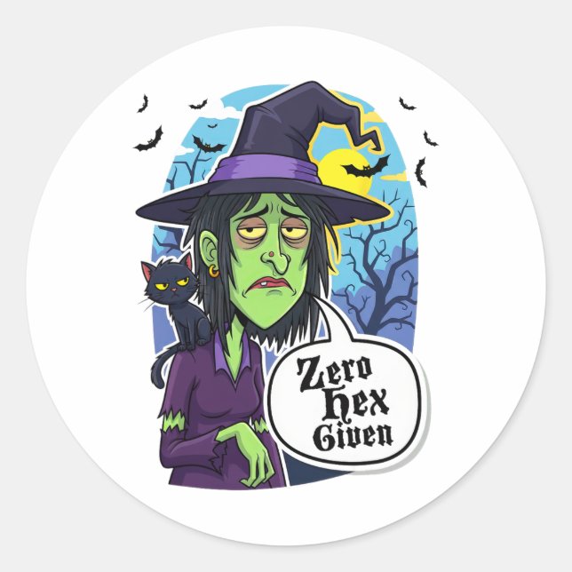 Zero Hex Given Funny Witch Halloween Costume Tee  Classic Round Sticker (Front)