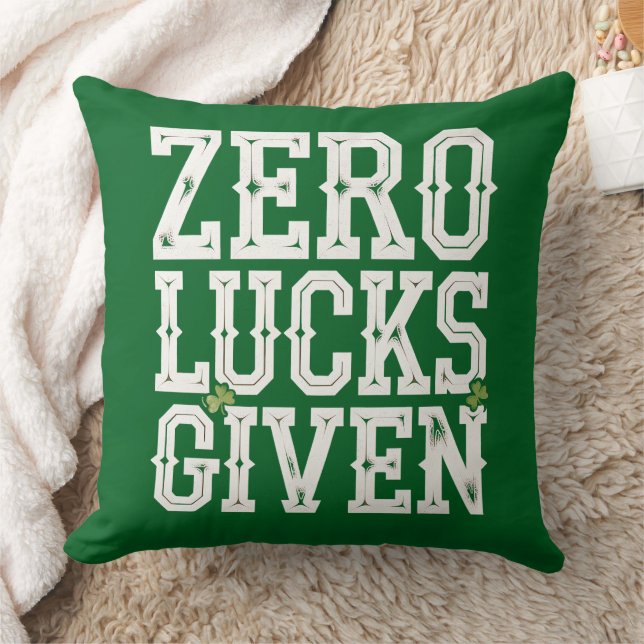 Zero Lucks Given Funny St Patrick's Day Irish Cushion (Blanket)
