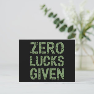 Zero Lucks Given St Paddy's Day Hilarious Patricks Postcard