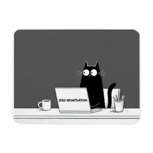 Zero Meowtivation Cat – Funny Lazy Work Cartoon Magnet