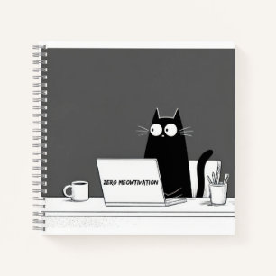 Zero Meowtivation Cat – Funny Lazy Work Cartoon Notebook