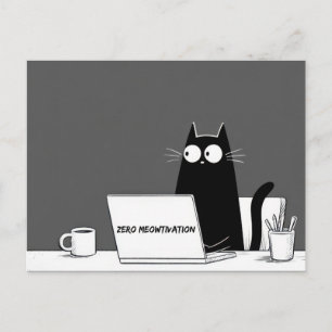 Zero Meowtivation Cat – Funny Lazy Work Cartoon Postcard