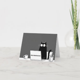 Zero Meowtivation Cat – Funny Lazy Work Cartoon Thank You Card