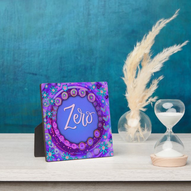  Zero Purple Floral Whimsical Inspiration Easel Plaque (Insitu)