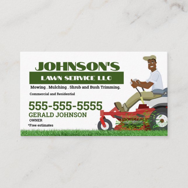 Zero Turn Lawn Care Business Card (Front)