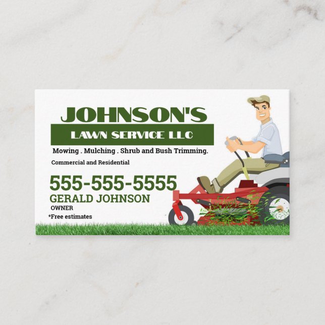 Zero Turn Lawn Care Business Card (Front)
