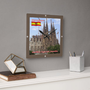 zES013 BARCELONA Basilica Sagrada Familia, Square Wall Clock