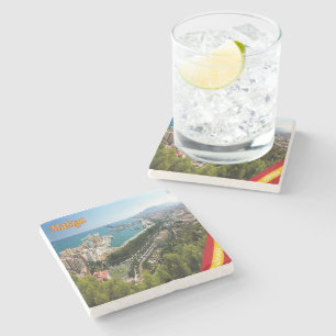 zES032 panorama of MALAGA, Spain, Europe, Stone Coaster