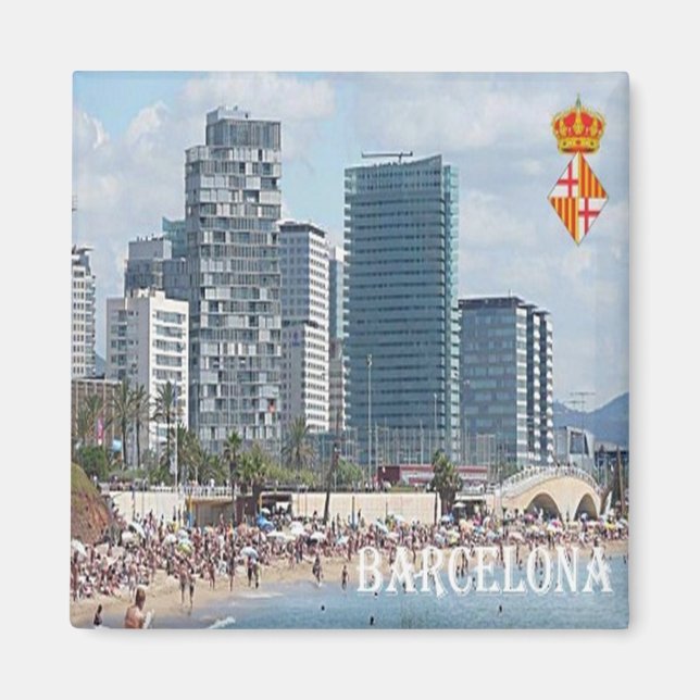 zES042 BARCELONA, The Beach, Spain, Fridge Magnet (Front)
