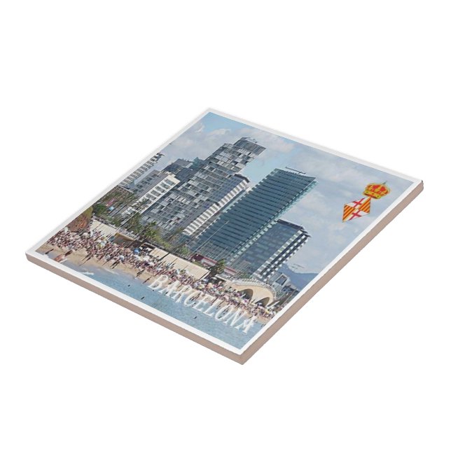 zES042 BARCELONA, The Beach, Spain, Tile (Side)