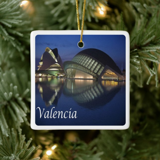 zES100 VALENCIA panorama, Spain, Ceramic Ornament (Tree)