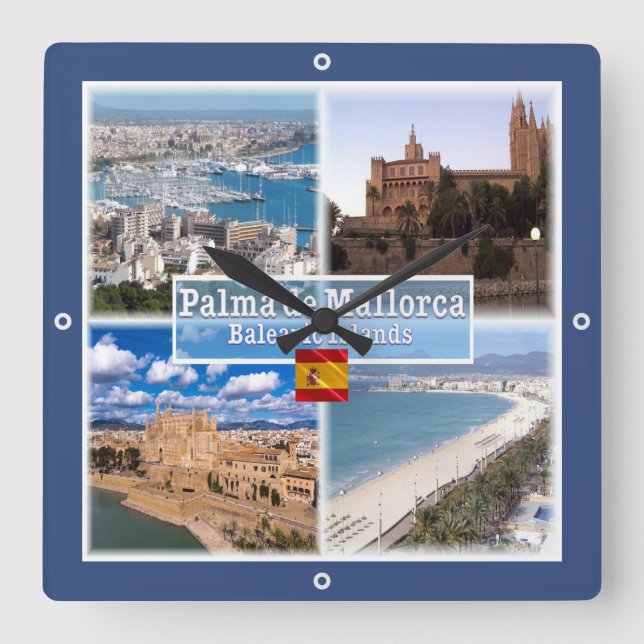 zES107 MALLORCA PALMA, Balearic Islands, Square Wall Clock (Front)