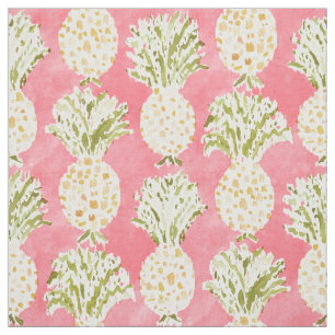 ZESTUAL Peach Golden Watercolor Pineapples Fabric