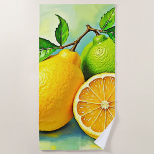 Zesty Citrus Burst of Sunshine Design Beach Towel