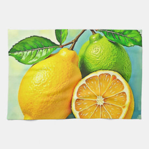 Zesty Citrus Burst of Sunshine Design Tea Towel