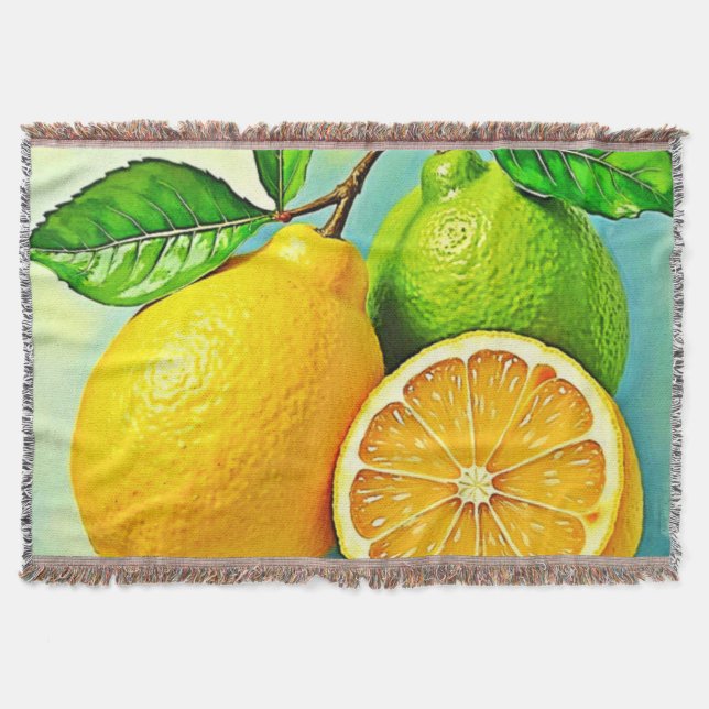 Zesty Citrus Burst of Sunshine Design Throw Blanket (Front)
