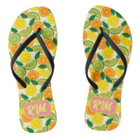 Zesty Citrus Flip Flops - Summer Lemon Fruit