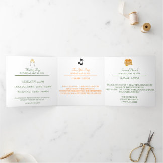 Zesty Citrus Orange Dream Wedding Tri-Fold Card
