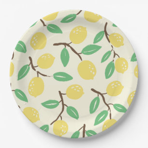 Zesty Citrus Yellow Green Paper Plate