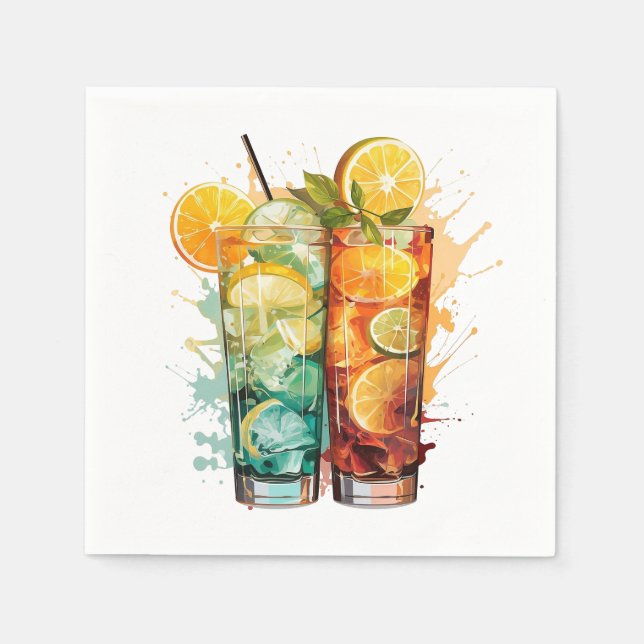 🌟🍋 "Zesty Cocktail Hour" Paper Napkins 🍊🌟 (Front)