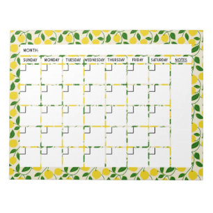 Zesty Lemon Calendar Notepad