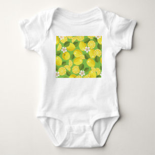 Zesty Lemon: Citrus Pattern Delight Baby Bodysuit