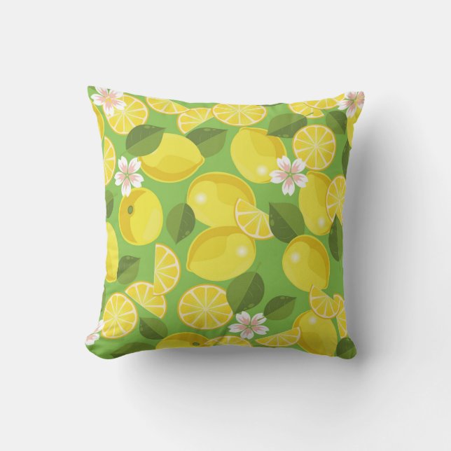 Zesty Lemon: Citrus Pattern Delight Cushion (Front)