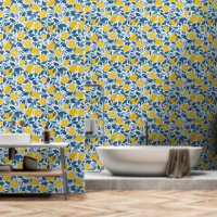 Zesty Lemon Garden - Bright Yellow and Blue