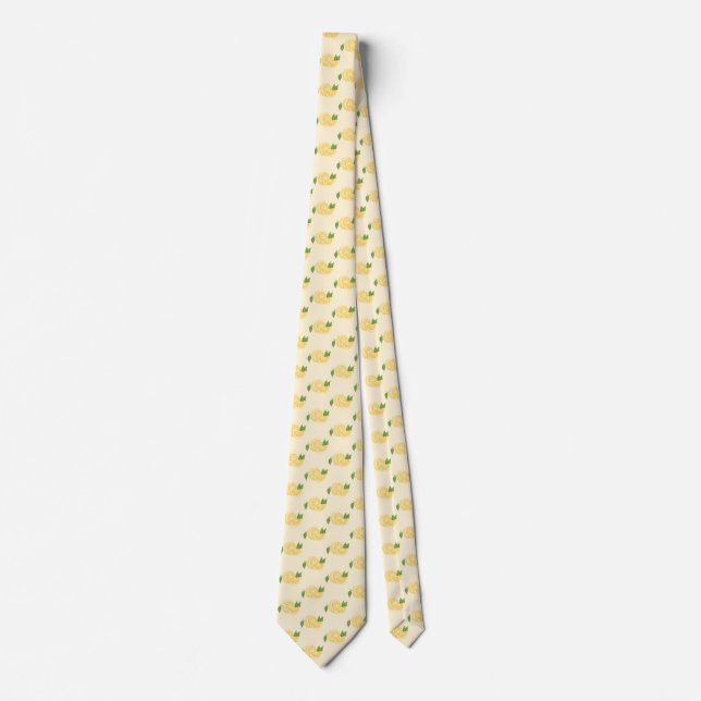 Zesty Lemon on Beige background Tie (Front)