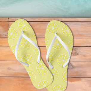 Zesty Lemon Slice Citrus Yellow Pool & Beach Fun   Jandals