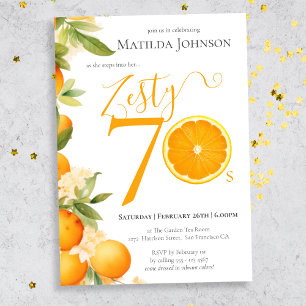 Zesty Orange 70th Birthday Party Invitation