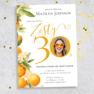 Zesty Orange Photo 30th Birthday Party Invitation