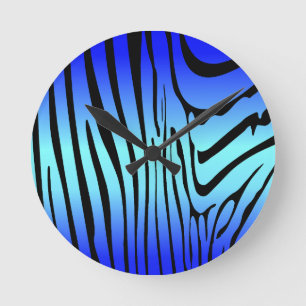 Zesty Zebra Blue Round Clock