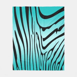 Zesty Zebra Cyan Fleece Blanket
