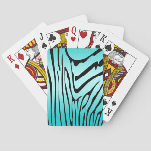 Zesty Zebra Cyan Playing Cards