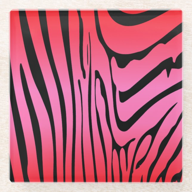 Zesty Zebra Red  Glass Coaster (Front)