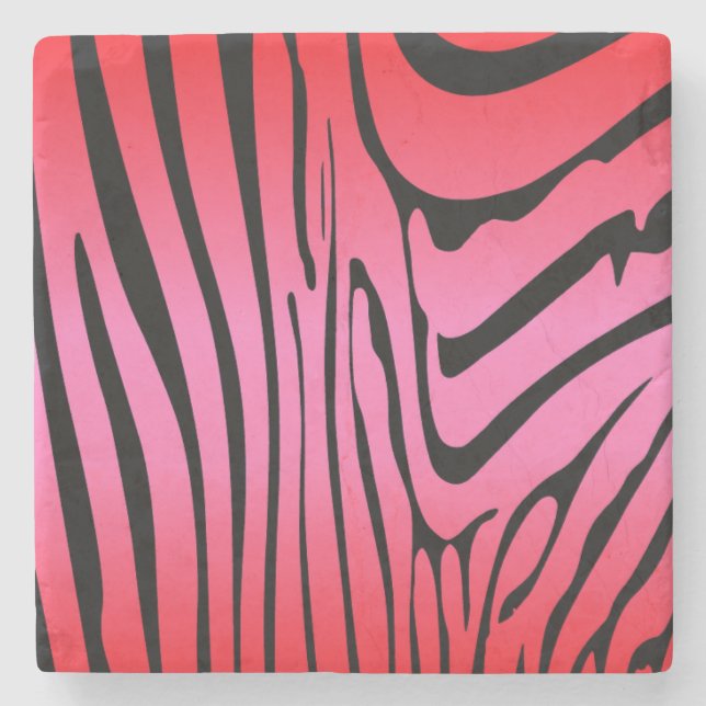 Zesty Zebra Red  Stone Coaster (Front)