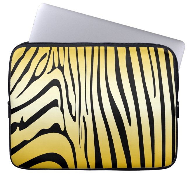 Zesty Zebra Yellow Laptop Sleeve (Front)