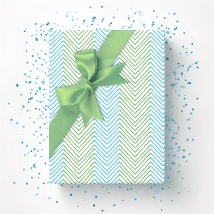 Zeta Chevron Stripe in Green and Aqua Wrapping Paper