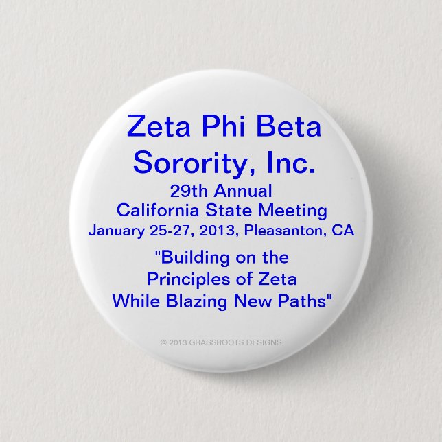 Zeta Phi Beta Sorority, Inc., 29th Annual Meeting 6 Cm Round Badge (Front)