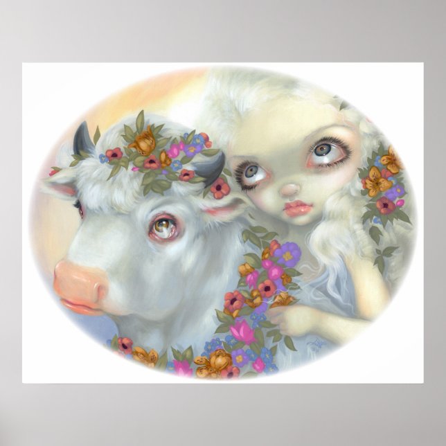 Zeus and Europa ART PRINT lowbrow mythology bull (Front)