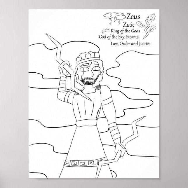Zeus Colouring Page Print (Front)