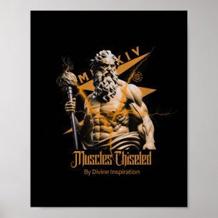 Zeus Greek Gods Thunder Mythology Gym Fitness Moti Poster