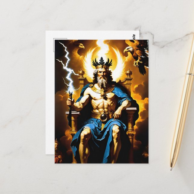 Zeus Jupiter Greek Mythology Gods Baroque Postcard (Front/Back In Situ)