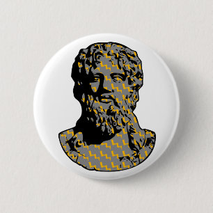 Zeus marble statue 6 cm round badge