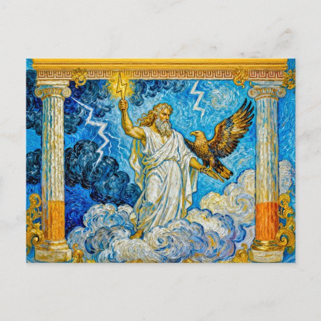 Zeus with Eagle and Lightning in Temple Gate Among Postcard (Front)