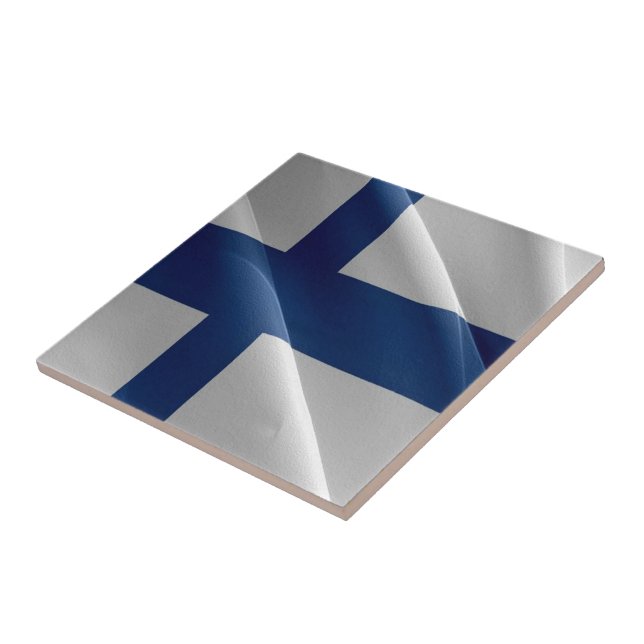 zFI002 Finnish waving flag Finland Tile (Side)