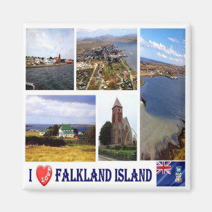 zFK004 FALKLAND Islands, I Love, Mosaic, Fridge Magnet