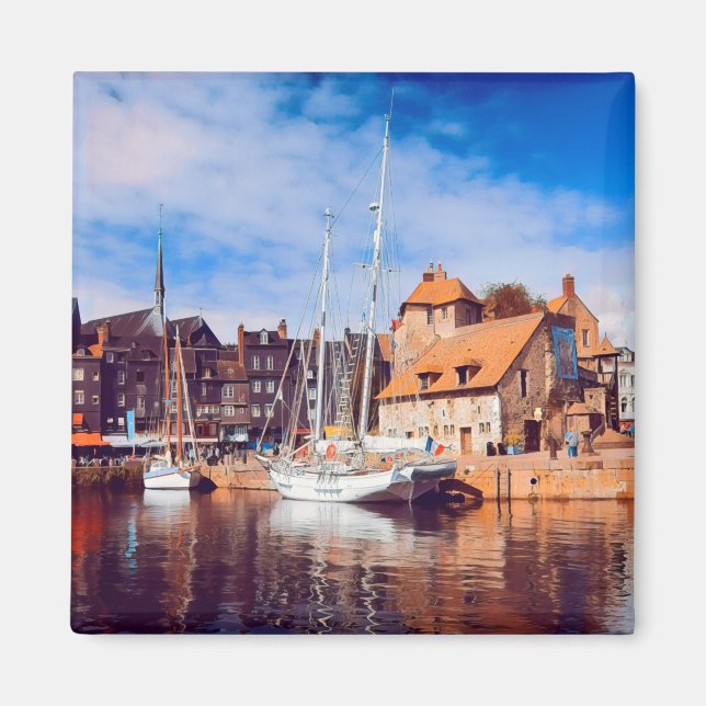 zFR013 HONFLEUR, docking, old pier, France, Fridge Magnet (Front)