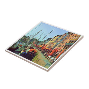 zFR014 HONFLEUR, docking view, France, Tile